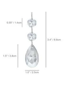 10 lăng kính pha lê hình giọt nước 38mm, bộ phận mặt dây chuyền lăng kính đèn chùm pha lê trong suốt, hạt thủy tinh bát giác kết nối, đèn vòng hoa treo trang trí, trang trí cây thông Noel, trang trí đám cưới và nhà cửa - Trong sáng - Xem 4