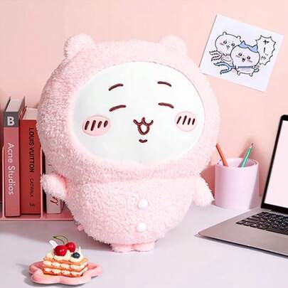 Miniso 千川系列大号睡衣站立毛绒玩偶（千川/八幡/兔）& 睡衣坐姿毛绒玩偶（乐子）常规款 - 官方IP，柔软毛绒材质，可爱睡衣设计，桌面摆件/陪伴玩偶（1个）