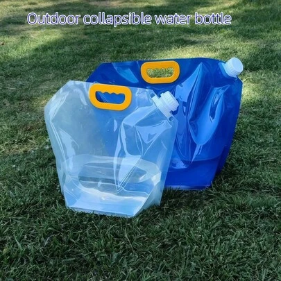 1 pieza/Set Bolsa de almacenamiento de agua plegable de gran capacidad de 1.5 L/2.5 L, adecuada para viajes, camping, contenedor de agua portátil y plegable