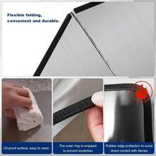 Tấm chắn dầu mỡ nhà bếp, dụng cụ nhà bếp, đồ dùng nhà bếp, tấm che mặt bếp, vật dụng thiết yếu nhà bếp, tấm chắn dầu mỡ bằng thép không gỉ, phù hợp với bếp, tấm chắn dầu mỡ nhà bếp có thể gập lại. - Viền đen dày - Xem 7