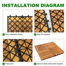 10 Pack Interlocking Acacia Wood And Artificial Grass Deck Tiles, 12"X12", 0.94" Thick, Outdoor Patio Flooring For Garden, Balcony, Entryway, Landscape Edging - Natural - View 9