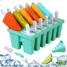 Homemade Ice Cream Molds, Kids DIY Silicone Popsicle Molds, Household Ice Making Tools, Popsicle Boxes - Green - View 5