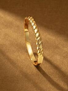 1/2/3 PiecesFashion Classic Shiny Plated 24k Gold Stainless Steel Hand-Carved Bracelet With Smooth Twist , With Diameter Of 60mm That Can Be Opened , Suitable For Women's Daily Wear , Excluding Box - Multicolor - View 9