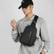 Túi đeo chéo nam mới, màu đen/xám, thiết kế cổ điển, chất liệu nylon, túi đeo hông đa năng thời trang thường ngày. - Nhiều màu - Xem 2