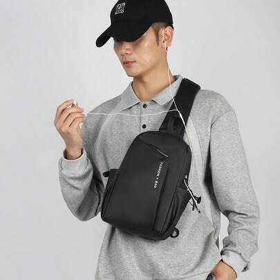 Bolso bandolera para hombres, negro/gris, diseño clásico, material de nailon, bolso de cintura multifuncional de moda y casual