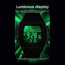 SANDA. SANDA Men's Fashionable New Barrel-Shaped Electronic Watch, Multi-Function Display, Stylish & Personalized Wristwatch - 2225J-black Green - View 6