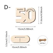 1 pezzo Fermasoldi in legno con numero di compleanno, portamonete/portacarte regalo, decorazione da tavolo unica per feste di compleanno, regalo di compleanno speciale per amici, 2D - Portafoglio di compleanno - Visualizzare 15