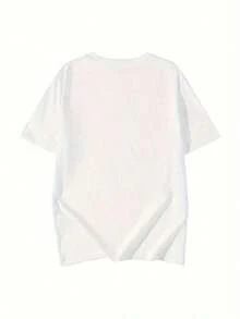 Minimalist. 100% Cotton. 1pacY2K Cartoon Pentagram Print Short Sleeve T-Shirt For Women, New Summer Fashion, Loose Round Neck, Versatile Design, White Top - Relaxed Fit, Vintage Casual Style, Comfortable For Daily Wear, Unisex Short Sleeve Cotton T-Shirt. Spring Summer Top - 白色 - 查看 5
