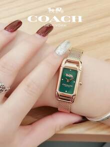 Coach Cadie Series Women's Quartz Watch, Rose Gold Tone Case Rose Gold Milanese Strap Green Dial - 玫瑰金 - 查看 2