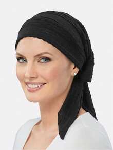 1件装女士加厚褶皱系带发带帽，发箍，可调节头巾，适合日常使用 - 彩色 - 查看 5