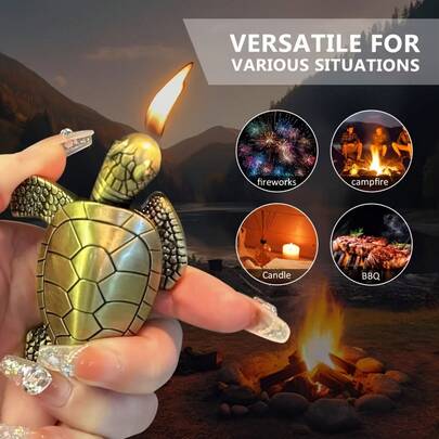 SCute Turtle Open Flame Inflatable Lighter, High-Grade Stylish Smoking Accessory (Gas Not Included)
