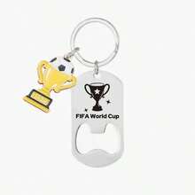 不锈钢开瓶器钥匙扣，足球爱好者礼物吊坠 - 彩色 - 查看 3