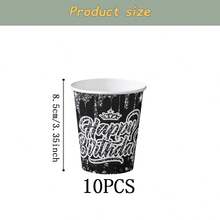 Bộ đồ dùng ăn uống dùng một lần Black Diamond cho sinh nhật, đĩa tiệc 7/9 inch, đĩa giấy, cốc, khăn ăn dùng một lần, thích hợp cho các dịp lễ, đám cưới, lễ đính hôn, sinh nhật, tiệc tùng, lễ kỷ niệm. - Nhiều màu - Xem 9