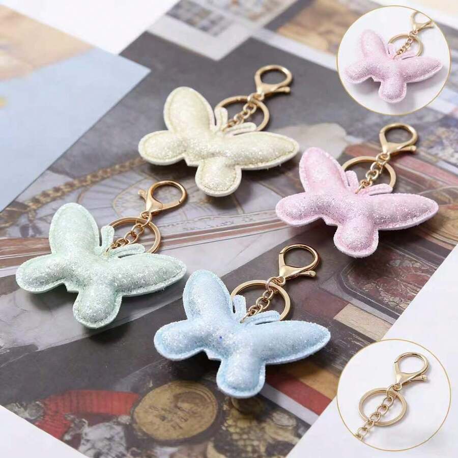 Móc khóa hình bướm lấp lánh, phụ kiện dễ thương, móc trang trí túi xách, quà tặng nhỏ - Nhiều màu - Xem 1