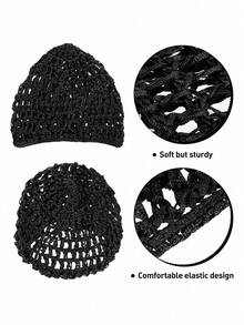 1 pieza Red de dormir para mujer, tocado de peluca, gorra de malla negra, gorro de chef de ganchillo ondulado, funda para moño esponjoso, adecuado para bailarinas de ballet - Multicolor - Ver 2