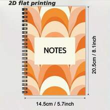 1pc A5 Size Retro Wavy Spiral Notebook, Minimalist Fashionable Cover With "NOTES" Centered, Freely Record Inspirations And Thoughts, Decorate Your Writing Time, Comfortable Note-Taking Experience - X - View 2