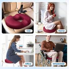 Donut Pillow Seat Cushion - Cooling Gel Outdoor Chair Cushions, Memory Foam Seat Cushion For Office &Amp; Home, Car Seat And Patio Furniture Cushions, Hemorrhoids Pillow And Tailbone Pain Relief, Red - ColorG - View 7