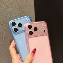 适用于 17/11/12/13/14/15/16 Pro Max 的高级透明亲肤保护壳，透明保护套，广角视野，纤薄柔软设计 - 粉色 - 查看 2