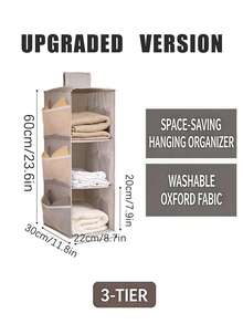 1pc Hanging Wardrobe Storage Rack, 2/3/4 Tier Oxford Cloth Mesh Pocket Organizer, Multi-Color Options - Multicolor - View 17