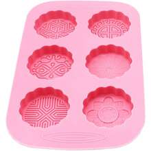 1 pièce Moule en silicone à 6 cavités avec motif de dentelle, convient pour le savon fait main, les gâteaux de lune, les pâtisseries, les chocolats, la cuisson de gâteaux - Rose bonbon - Voir 5