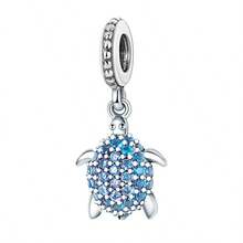 1件海洋系列吊坠，蓝色珠子，海星，贝壳，章鱼，海龟，星星，飞机，热气球珠子吊坠，适合DIY手链、项链、珠宝制作、护身符、工艺品、耳环、钥匙扣、脚链、项链挂件、包包挂件 - 藍色 - 查看 19