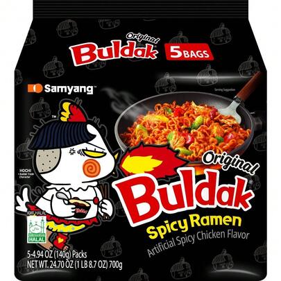  Samyang  Korean Spicy Chicken Stir Fried Ramen Original Flavor Spicy Noodles Authentic Korean Ramyun 4.94 Oz (Pack Of 5)