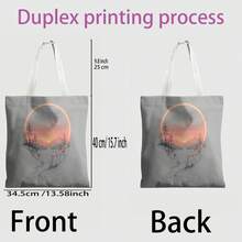 1pc Canvas Tote Bag, Spacious Fashion Shoulder Bag, Large Capacity Foldable Handbag, Reusable Carry Bag - Multicolor - View 10