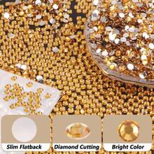 Cristales de resina con strass de base plana, diamantes falsos de resina para vasos de agua, juguetes, zapatos, botas, decoración de ropa, tazas, materiales de manualidades DIY para fans de ídolos brillantes - Dorado - Ver 5