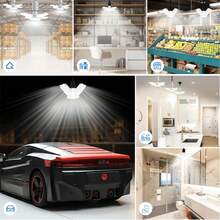 Kasotile 1 Stück hochhelliges "Blatt" Stil LED Garage Glühbirne - Multifunktions 3-Blatt faltbares Design; liefert warmes Licht (3000K) oder kühles Weiß (6000K); Weißes PC Material; E26 Sockel; Betriebsspannung: 80V-265V. Ideal zum Beleuchten von Werkbänken, Werkstätten und Garagen. - Weiss - Übersicht 7
