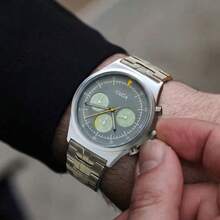 1 chiếc đồng hồ nam CILOA Luxury Niche Retro Three-Eye Chronograph, phù hợp cho cả công sở và thường ngày, thiết kế thanh lịch. - Bạc - Xem 5