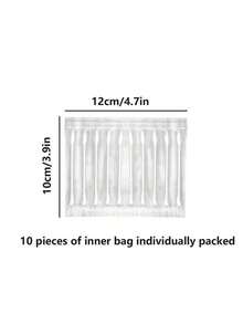 100 piezas por bolsa, empaquetados individualmente, portátil de viaje, bastoncillo de algodón portátil individual, bastoncillo de algodón de doble cabeza, un extremo puntiagudo y un extremo redondo, almohadilla limpiadora y desmaquillante universal para hombres y mujeres - Blanco - Ver 9