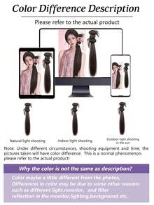 22-Inch Ponytail Extension Straight Hair, Claw Clip Side Tied Straight Ponytail, Brown Ponytail, High-Quality Fiber, Suitable For Women - Multicolor - View 7