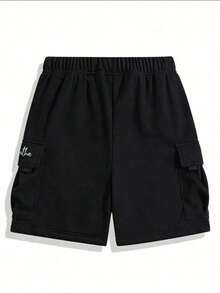 Men's Casual Letter Print Sports Shorts, Suitable For Daily Wear And Commuting In Summer - Black - View 4