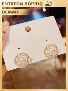 1 Pair Of Elegant And Sophisticated Pearl Earrings, Suitable For Women To Wear Every Day And At Parties - White - View 4