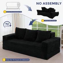 MAXYOYO Cloud Modular Sofa,4 In 1 Convertible Chenille Boneless Couch For Living Room, Folding Recliner Sleeper Chair, Boxed Sofa, No Assembly Required - màu đen - Xem 11