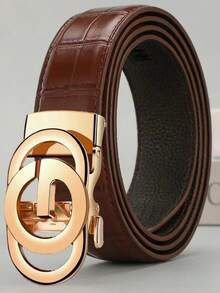 男士自动扣休闲皮带，百搭，商务，韩版，时尚 - 彩色 - 查看 4