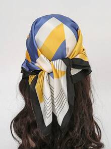 1件几何印花时尚头巾/围巾/头带/领巾 - 彩色 - 查看 5