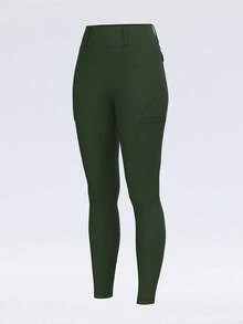 ROYALS MATTINI Solid Color Women's Riding Breeches - High Waist Slim Fit Equestrian Pants, Classic Versatile, Professional Equestrian Training Pants (No Belt) Sports - Dark Green - View 7