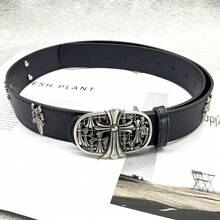 Holy Sword Cross Belt - Celebrity Style Men's Rivet Embossed Belt - [Dây leo đen] Dây đeo Thánh kiếm - Xem 1