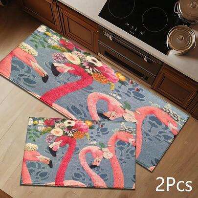 2D-matta med rosa flamingotryck, mjuk och hållbar tvättbar golvmatta för entré, veranda, inomhus - vardagsrum, badrum, sovrum, spelrum, tvättstuga, studentrumsinredning