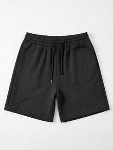 2pcs Men's Diamond Texture T-Shirt And Shorts Set, Casual Commuter Comfortable Minimalist - White - View 5