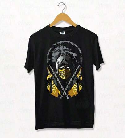 Graphic Tees Men Remera Scorpion(Negra),Short Sleeved Single-Sided Printed-Shirt,Pullover Style Shirt,180g Heavy Cotton Shirt,Graphic Tee,Washable,Spring Summer Top, Relaxed Fit Tee,Unisex-Shirt,All Sizes Available,Family Matching Outfits Casual Street Fashion-Hop Tee Cotton Unisex-Shirt