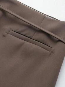Women's Solid Color Zipper Waist Belt Skorts Summer - Cà phê nâu - Xem 6