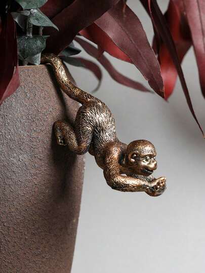 1pc Cute Monkey Themed Plant Pot Decor, Resin Monkey Hanging Ornament, Gardening Decoration, Flower Pot Decor, Floral Decoration, Gift For Gardening Enthusiasts