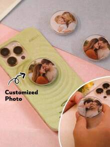 Soporte de teléfono de acrílico personalizado con patrón personalizado, Soporte y agarre de teléfono con cara de bebé personalizada - transparente - Ver 1