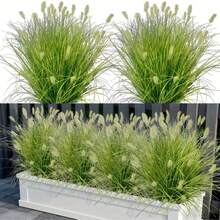 12 paquets de fleurs artificielles réalistes d'herbe d'oignon et de queue de renard, plantes en pot artificielles en plastique - convient pour les jardins extérieurs, la décoration intérieure, les cadres de fenêtre | Parfait pour le printemps, l'été, l'automne, l'hiver | Anniversaires, mariages | Cadeaux, décoration de jardin | Fleurs naturelles et réalistes | Arrangements floraux artificiels - Vert - Voir 1
