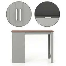 GOFLAME Counter Height Table With Storage, Rectangular Pub Dining Table With 1 Drawer & 2 Doors, High Counter Table With 3-Position Adjustable Shelf For Kitchen, Dining Room, Living Room - Light Grey - View 10