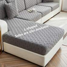 1pc Universal Solid Color Woven Sofa Slipcover, Suitable For All Seasons, Removable And Washable, Dust-Proof, Non-Slip, Wrinkle-Resistant, Easy To Clean, Odorless, Pet-Friendly Sofa Protector - Dark Grey - View 8