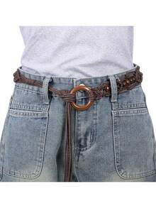 1 chiếc thắt lưng bằng polyester dệt rỗng, họa tiết hình thoi, phù hợp cho mọi mùa, đặc biệt là mùa hè. - Nhiều màu - Xem 9