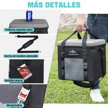 INSMEER 60 Latas/40 litros ielera Portátil B Térmica Aiada B de Refrigeración pequeña con Correa para el  Pble Fugas enfriadores portáti para Camping - Gris - Ver 2